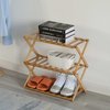 Basicwise Bamboo Foldable Shoe Rack, Free Standing Shoe Organizer Storage Rack, 3 Tier QI004329.3